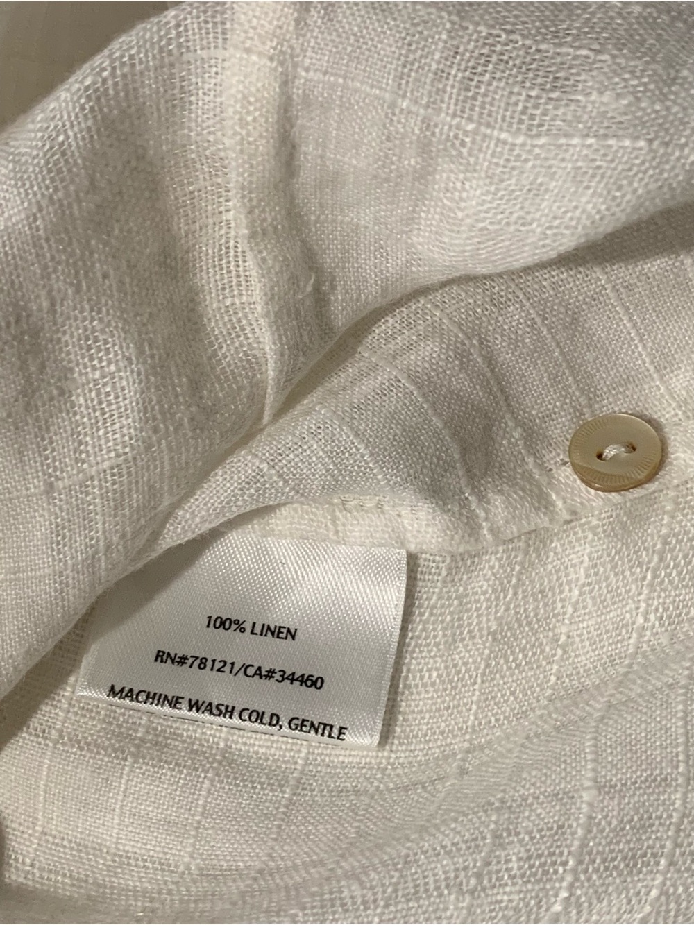 Eileen Fisher White Organic Handkerchief Linen Mandarin Collar Shirt, Fits Small - Picture 11 of 11